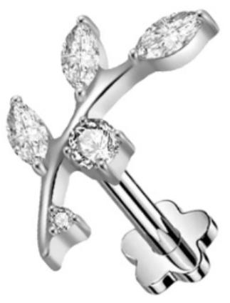 A silver flat back labret stud in implant grade titanium by Willow and Thorn