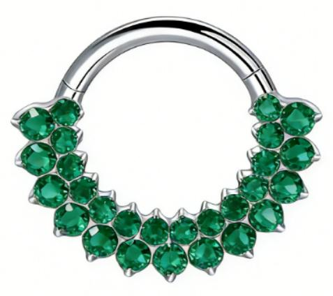A silver zircon segment clicker ring in nickel free implant grade titanium by Willow and Thorn