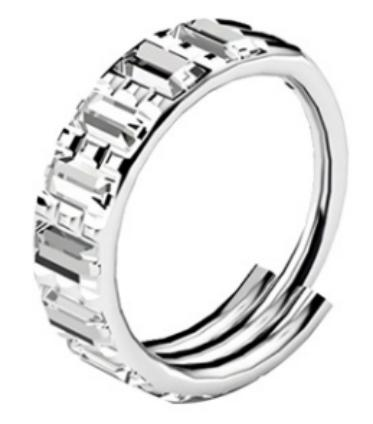 A silver zircon segment clicker ring in implant grade titanium by Willow and Thorn