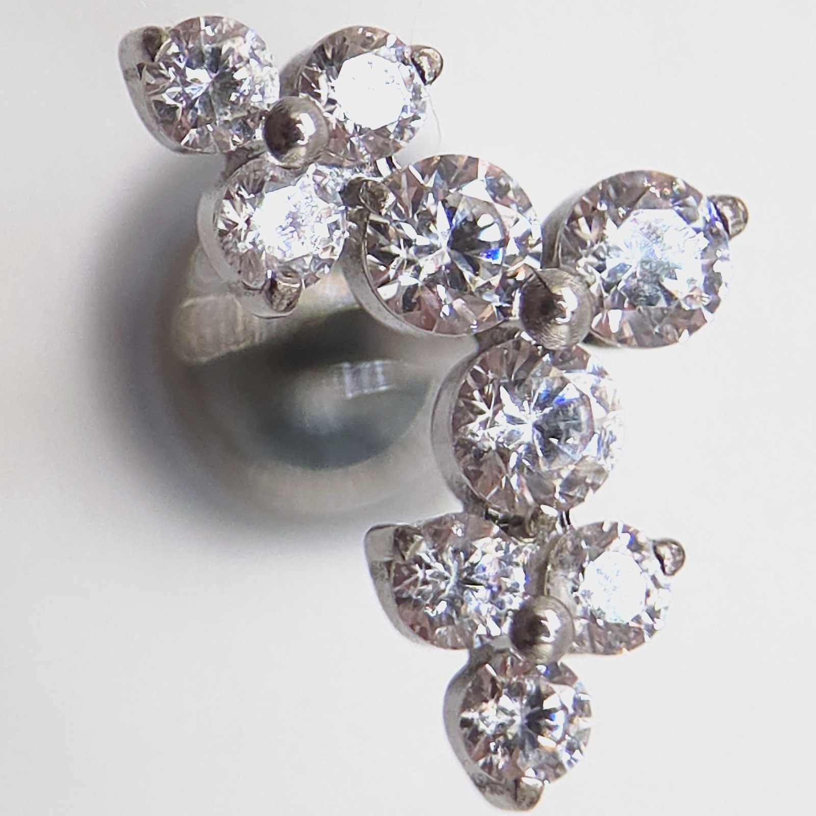 silver scattered zircon cluster flat back labret stud in nickel free implant grade ASTM F-136 titanium by Willow and Thorn