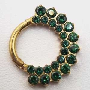 gold green zircon segment clicker ring in nickel free implant grade ASTM F-136 titanium by Willow and Thorn