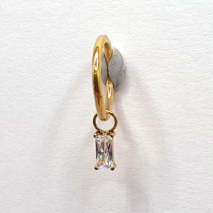 Gold Baguette Drop Clicker Hoop in nickel free implant grade titanium, Willow & Thorn