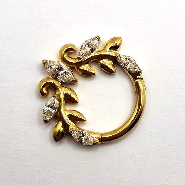 Gold Leaf Clicker Hoop in nickel free implant grade titanium, Willow & Thorn