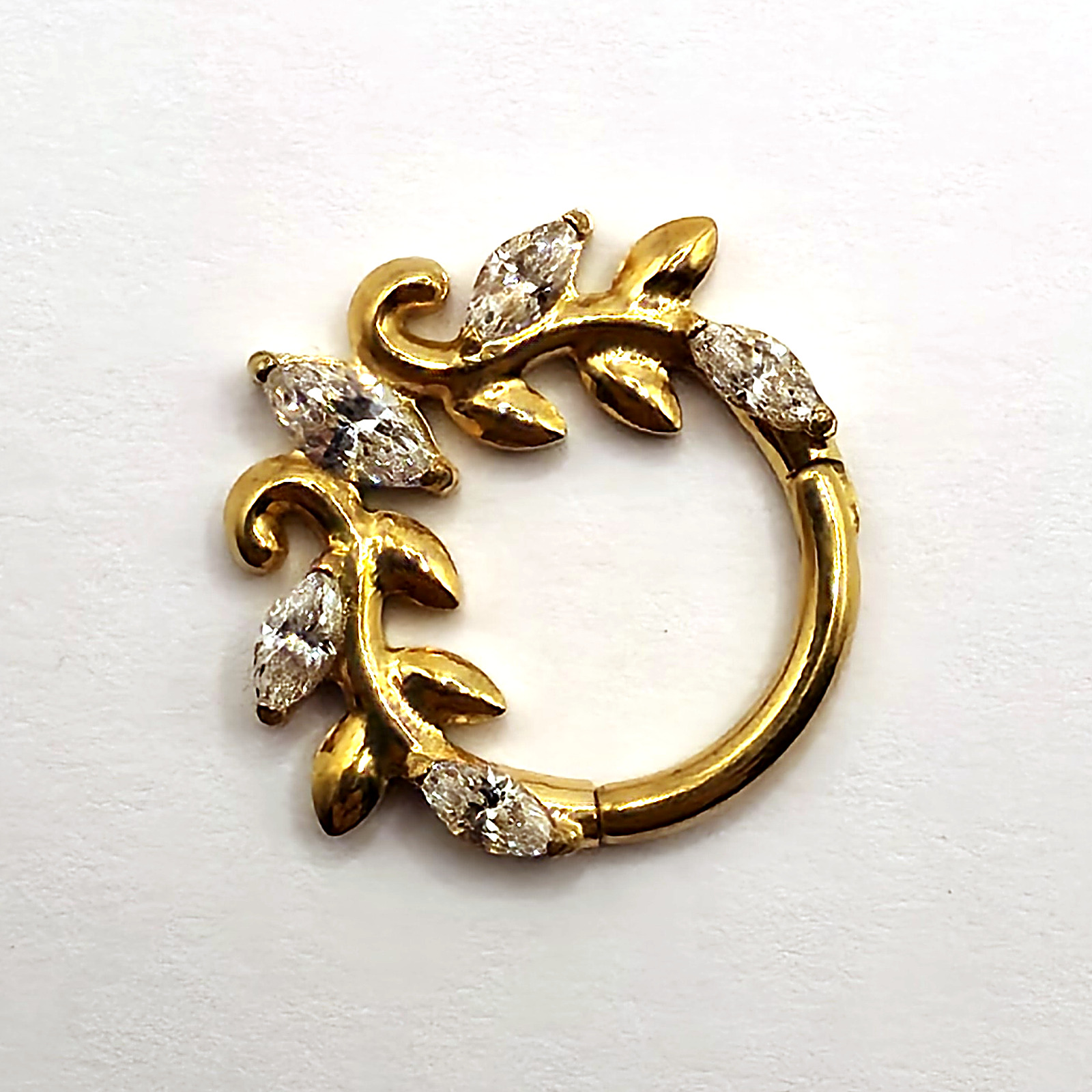 Gold Leaf Clicker Hoop in nickel free implant grade titanium, Willow & Thorn
