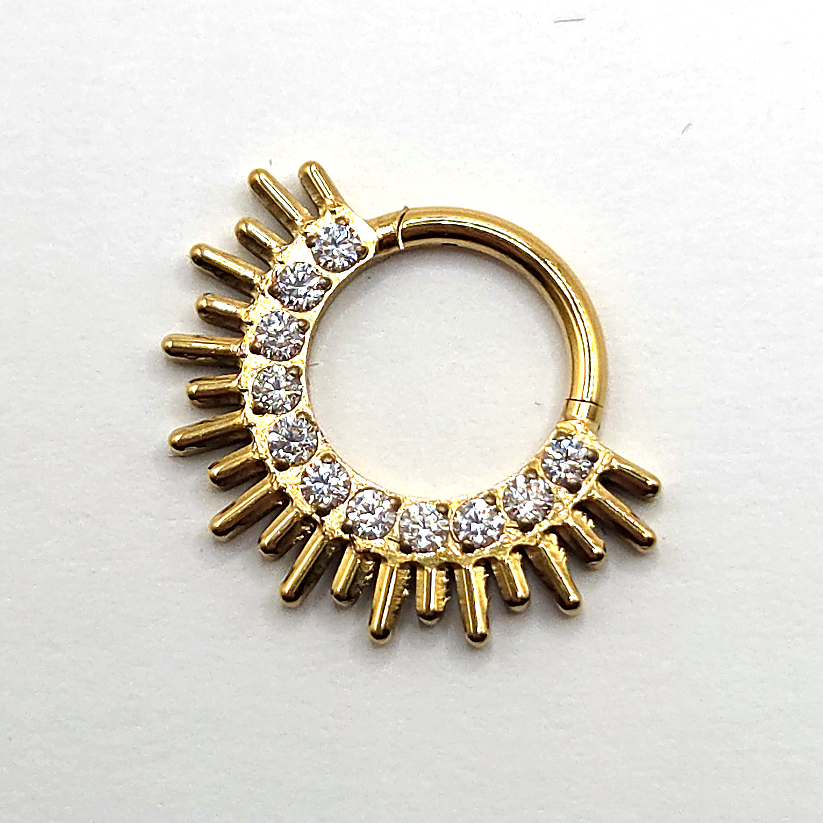 Gold Spike Clicker Hoop in nickel free implant grade titanium, Willow & Thorn