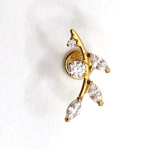 Gold Vine Flat Back Labret in nickel free implant grade titanium, Willow & Thorn