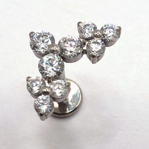 Silver Scattered Cluster Flat Back Labret in nickel free implant grade titanium, Willow & Thorn