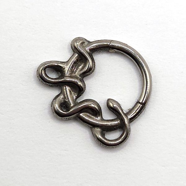 Silver Snake Clicker Hoop in nickel free implant grade titanium, Willow & Thorn