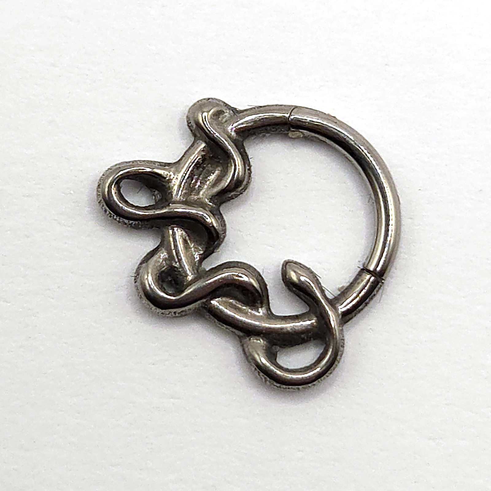 Silver Snake Clicker Hoop in nickel free implant grade titanium, Willow & Thorn