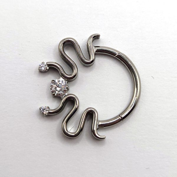 Silver Swirl Clicker Hoop in nickel free implant grade titanium, Willow & Thorn